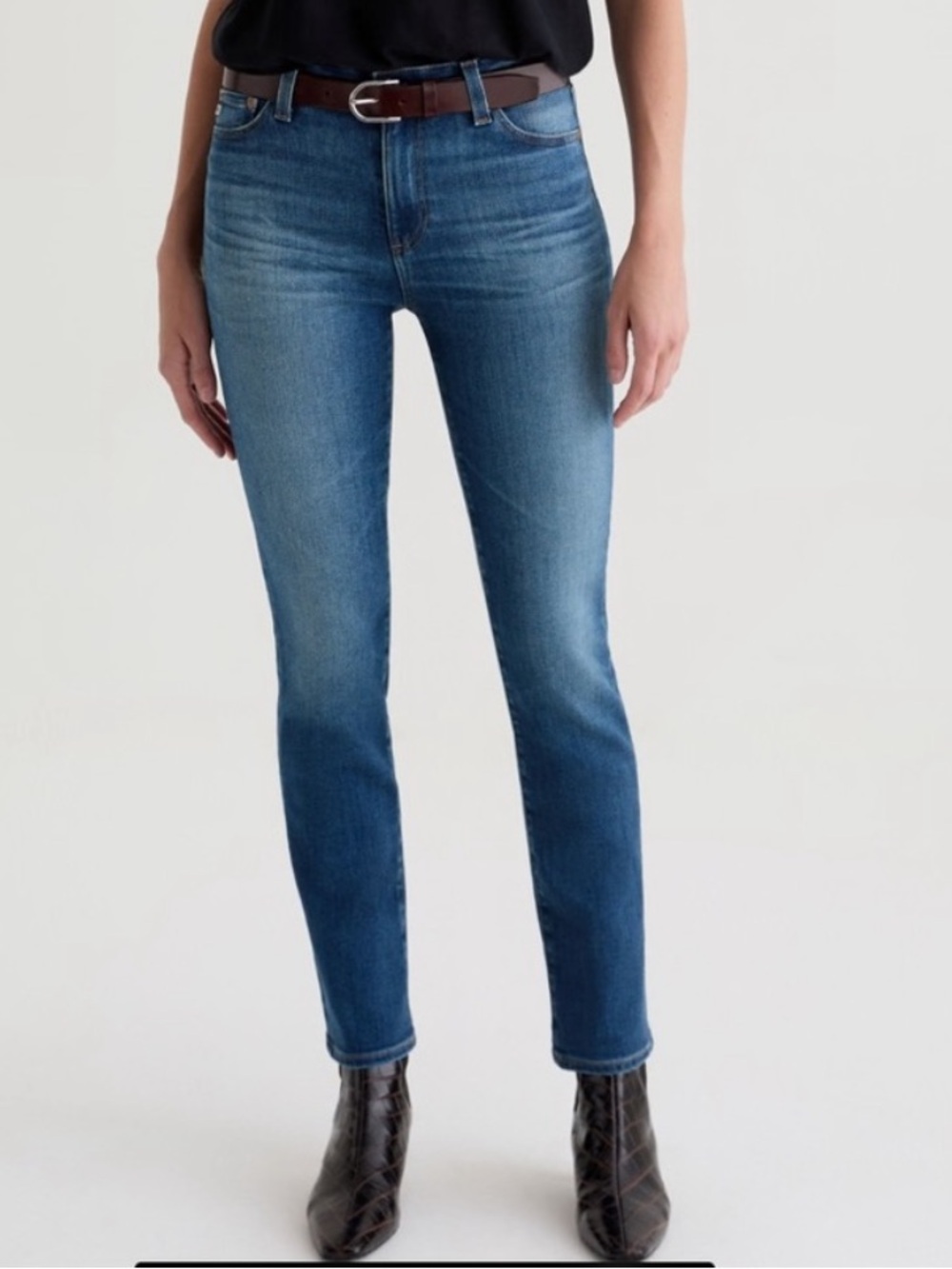 AG Adriano Goldschmied High-Rise Slim Fit Jeans in Blue Wash